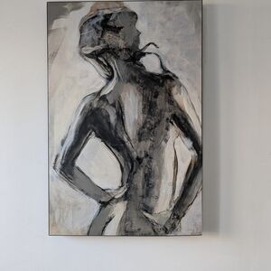 Expressive Black and Gray Movement Painting